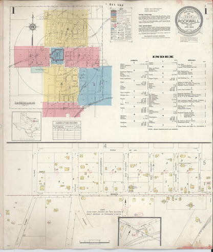 Sanborn Fire Insurance Map from Rockwall, Rockwall County, Texas (1945), Sheet #0001 - Complete Map Set gallery image, historic Sanborn map, vintage wall art, Texas Texas