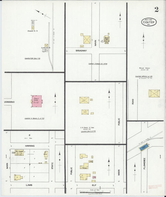 Sanborn Fire Insurance Map from Center, Ralls County, Missouri (1921), Sheet #0002 - Historic Sanborn Fire Insurance Map Print, vintage old map wall art, antique decor, genealogy gift, Missouri Missouri map