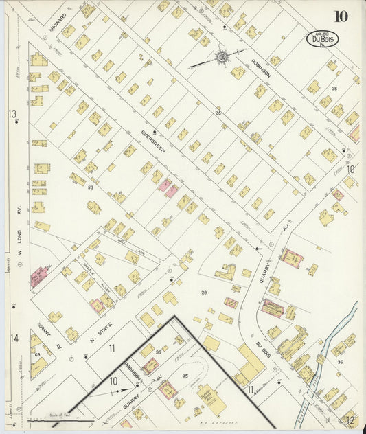 Sanborn Fire Insurance Map from Du Bois, Clearfield County, Pennsylvania (1913), Sheet #0010 - Historic Sanborn Fire Insurance Map Print, vintage old map wall art, antique decor, genealogy gift, Pennsylvania Pennsylvania map