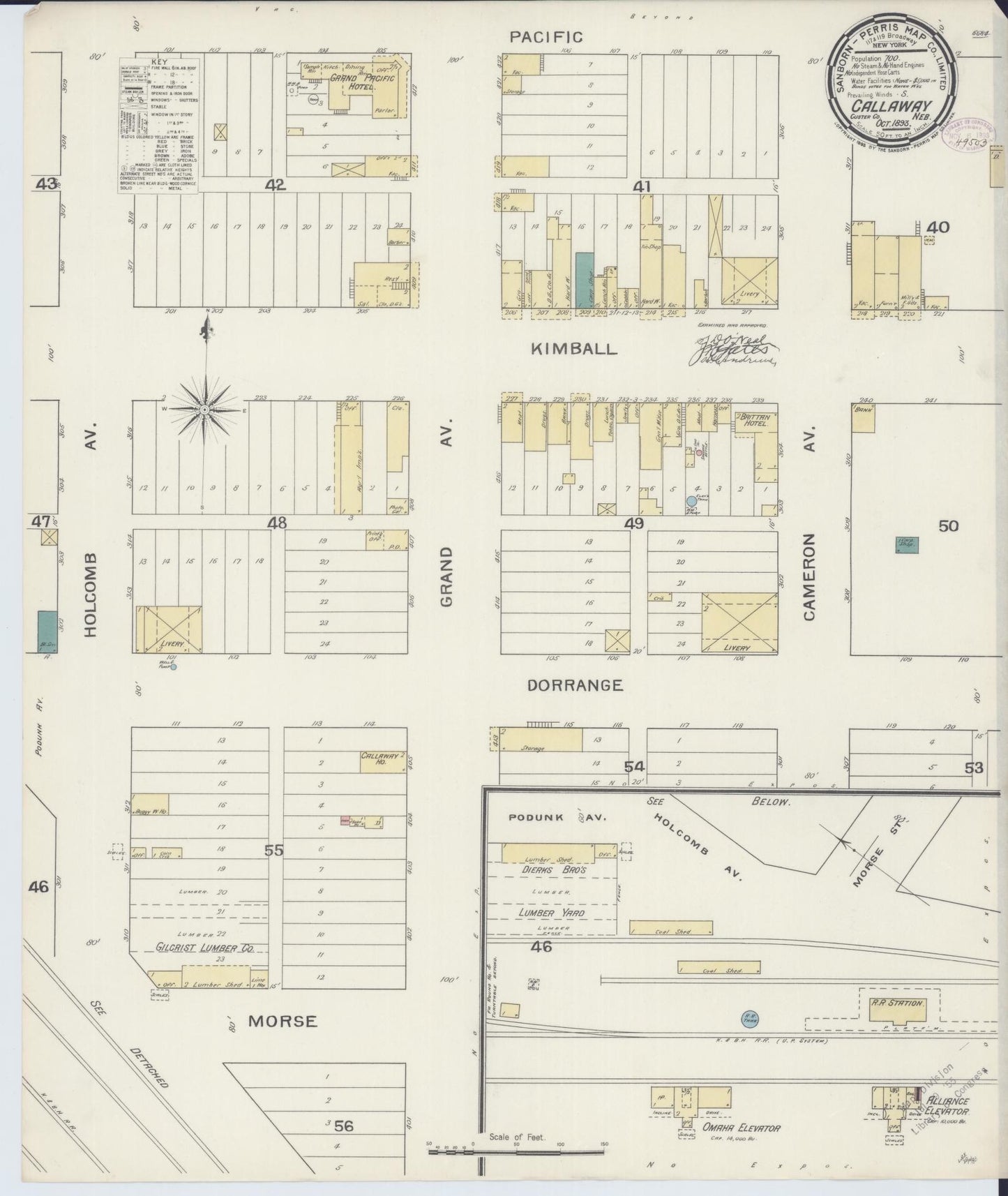 Sanborn Fire Insurance Map from Callaway, Custer County, Nebraska (1893), Sheet #0001 - Historic Sanborn Fire Insurance Map Print, vintage old map wall art, antique decor, genealogy gift, Nebraska Nebraska map