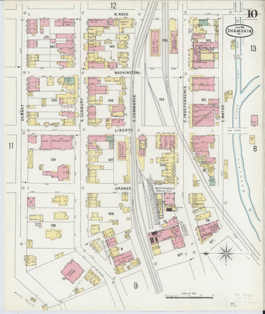 Sanborn Fire Insurance Map from Shamokin, Northumberland County, Pennsylvania (1896), Sheet #0010 - Historic Sanborn Fire Insurance Map Print, vintage old map wall art, antique decor, genealogy gift, Pennsylvania Pennsylvania map