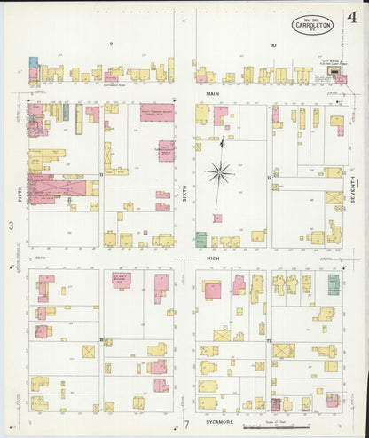 Sanborn Fire Insurance Map from Carrollton, Carroll County, Kentucky (1908), Sheet #0004 - Complete Map Set gallery image, historic Sanborn map, vintage wall art, Kentucky Kentucky