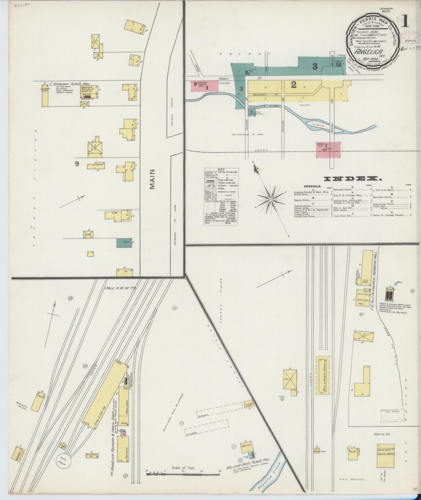 Sanborn Fire Insurance Map from Angelica, Allegany County, New York. (1893) – Historic Sanborn Fire Insurance Map Print