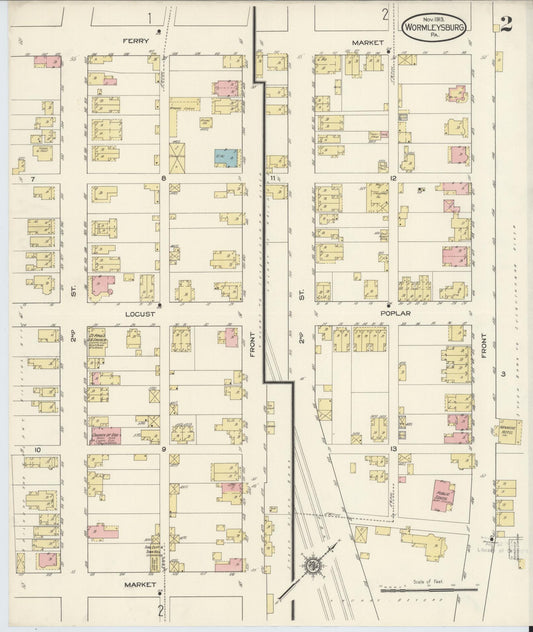 Sanborn Fire Insurance Map from Wormleysburg, Cumberland County, Pennsylvania (1913), Sheet #0002 - Historic Sanborn Fire Insurance Map Print, vintage old map wall art, antique decor, genealogy gift, Pennsylvania Pennsylvania map
