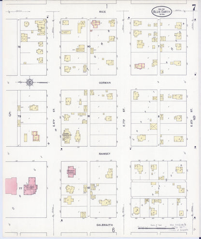 Sanborn Fire Insurance Map from Blue Earth, Faribault County, Minnesota (1911), Sheet #0007 - Complete Map Set gallery image, historic Sanborn map, vintage wall art, Minnesota Minnesota