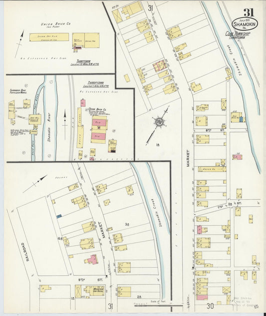 Sanborn Fire Insurance Map from Shamokin, Northumberland County, Pennsylvania (1913), Sheet #0031 - Historic Sanborn Fire Insurance Map Print, vintage old map wall art, antique decor, genealogy gift, Pennsylvania Pennsylvania map