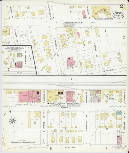 Sanborn Fire Insurance Map from Sedalia, Pettis County, Missouri (1908), Sheet #0002 - Historic Sanborn Fire Insurance Map Print, vintage old map wall art, antique decor, genealogy gift, Missouri Missouri map
