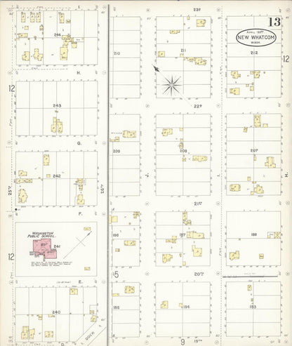 Sanborn Fire Insurance Map from New Whatcom, Whatcom County, Washington (1897), Sheet #0013 - Complete Map Set gallery image, historic Sanborn map, vintage wall art, Washington Washington