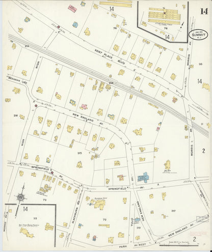 Sanborn Fire Insurance Map from Summit, Union County, New Jersey (1911), Sheet #0014 - Complete Map Set gallery image, historic Sanborn map, vintage wall art, New Jersey New Jersey