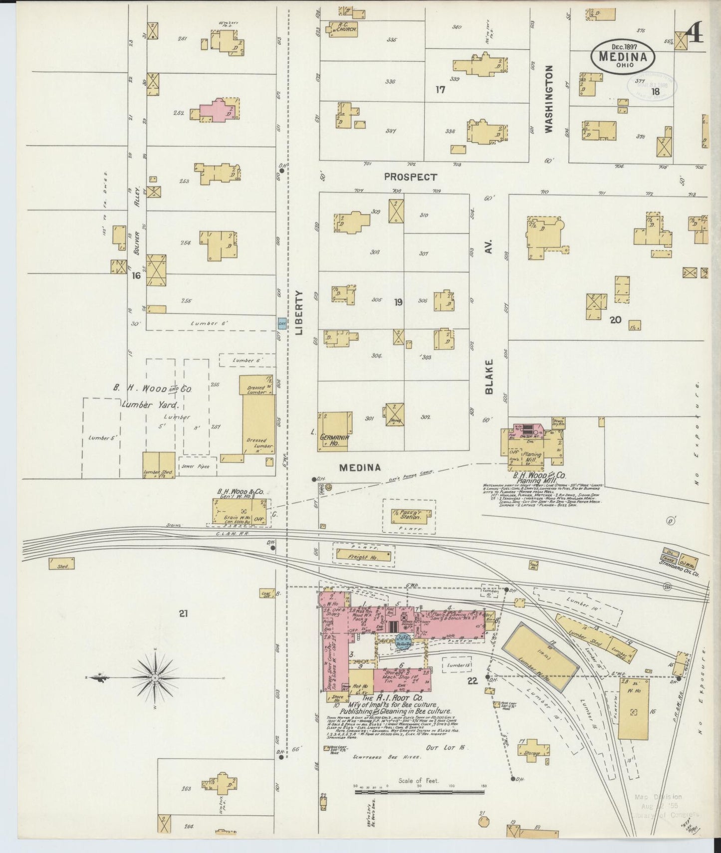 Sanborn Fire Insurance Map from Medina, Medina County, Ohio (1897), Sheet #0004 - Historic Sanborn Fire Insurance Map Print, vintage old map wall art, antique decor, genealogy gift, Ohio Ohio map