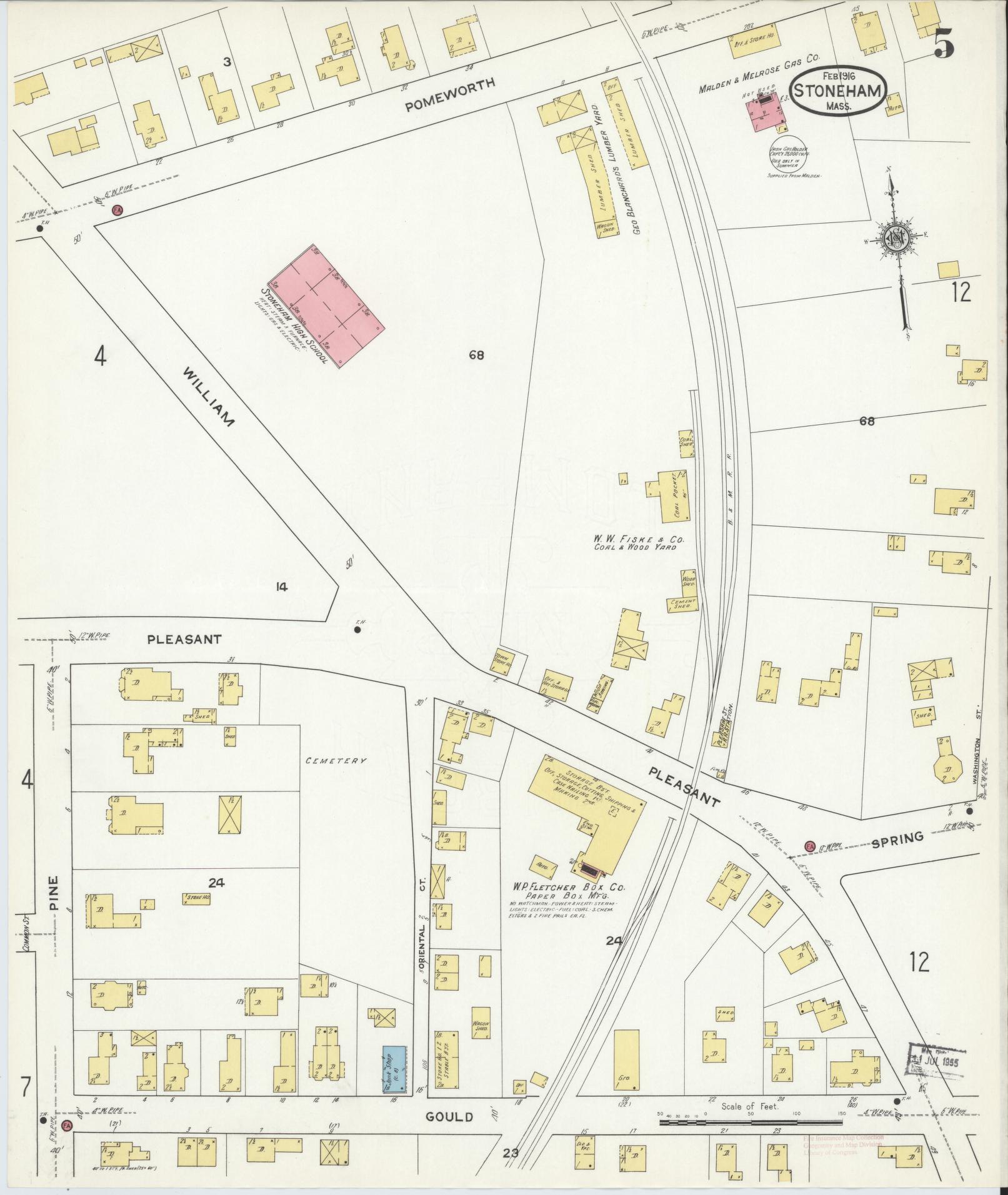 Sanborn Fire Insurance Map from Stoneham, Middlesex County, Massachusetts (1916), Sheet #0005 - Complete Map Set gallery image, historic Sanborn map, vintage wall art, Massachusetts Massachusetts