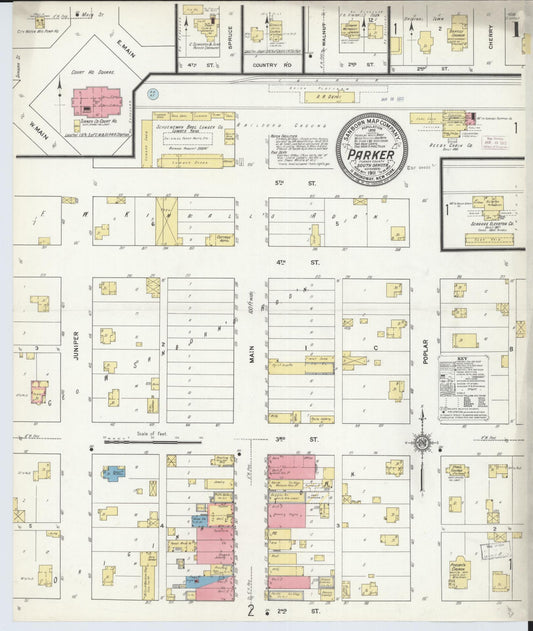Sanborn Fire Insurance Map from Parker, Turner County, South Dakota (1911), Sheet #0001 - Historic Sanborn Fire Insurance Map Print, vintage old map wall art, antique decor, genealogy gift, South Dakota South Dakota map
