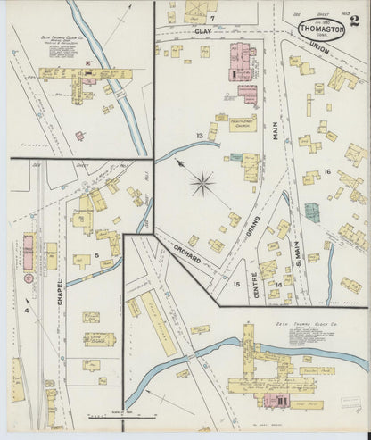 Sanborn Fire Insurance Map from Thomaston, Litchfield County, Connecticut (1890), Sheet #0002 - Complete Map Set gallery image, historic Sanborn map, vintage wall art, Connecticut Connecticut