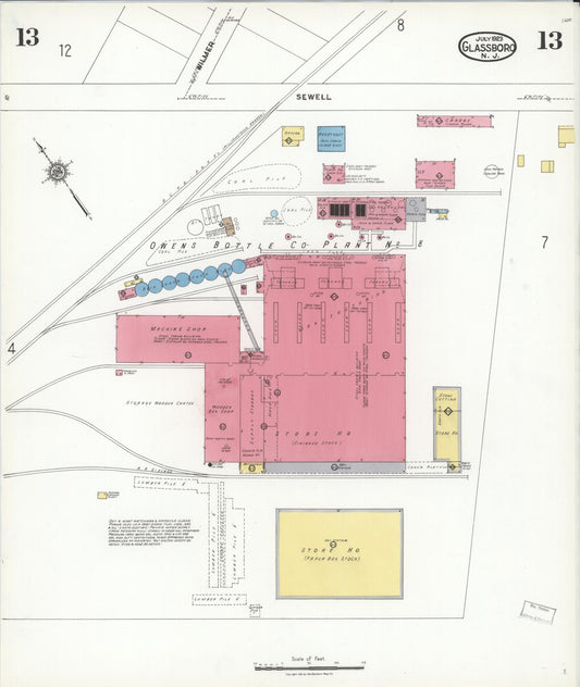 Sanborn Fire Insurance Map from Glassboro, Gloucester County, New Jersey (1923), Sheet #0013 - Historic Sanborn Fire Insurance Map Print, vintage old map wall art, antique decor, genealogy gift, New Jersey New Jersey map