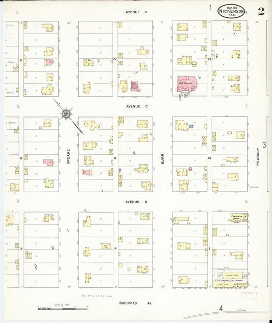 Sanborn Fire Insurance Map from Nickerson, Reno County, Kansas (1912), Sheet #0002 - Historic Sanborn Fire Insurance Map Print, vintage old map wall art, antique decor, genealogy gift, Kansas Kansas map