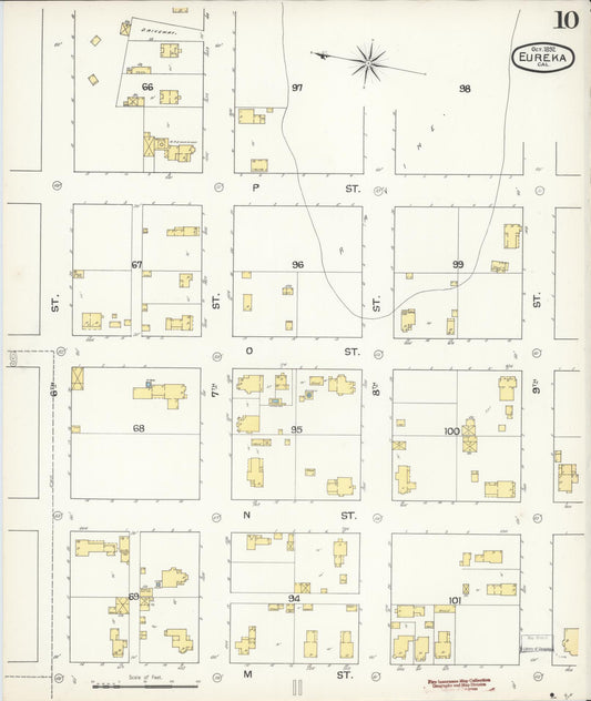 Sanborn Fire Insurance Map from Eureka, Humboldt County, California (1892), Sheet #0010 - Historic Sanborn Fire Insurance Map Print, vintage old map wall art, antique decor, genealogy gift, California California map