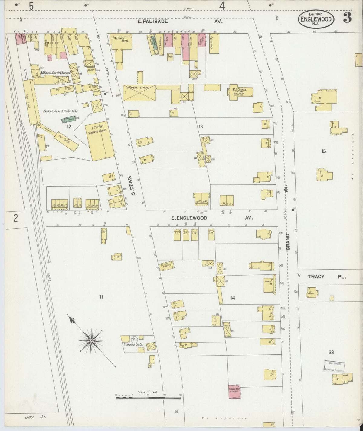 Sanborn Fire Insurance Map from Englewood, Bergen County, New Jersey (1902), Sheet #0003 - Complete Map Set gallery image, historic Sanborn map, vintage wall art, New Jersey New Jersey