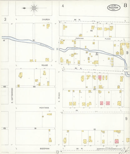 Sanborn Fire Insurance Map from Bozeman, Gallatin County, Montana (1904), Sheet #0008 - Complete Map Set gallery image, historic Sanborn map, vintage wall art, Montana Montana