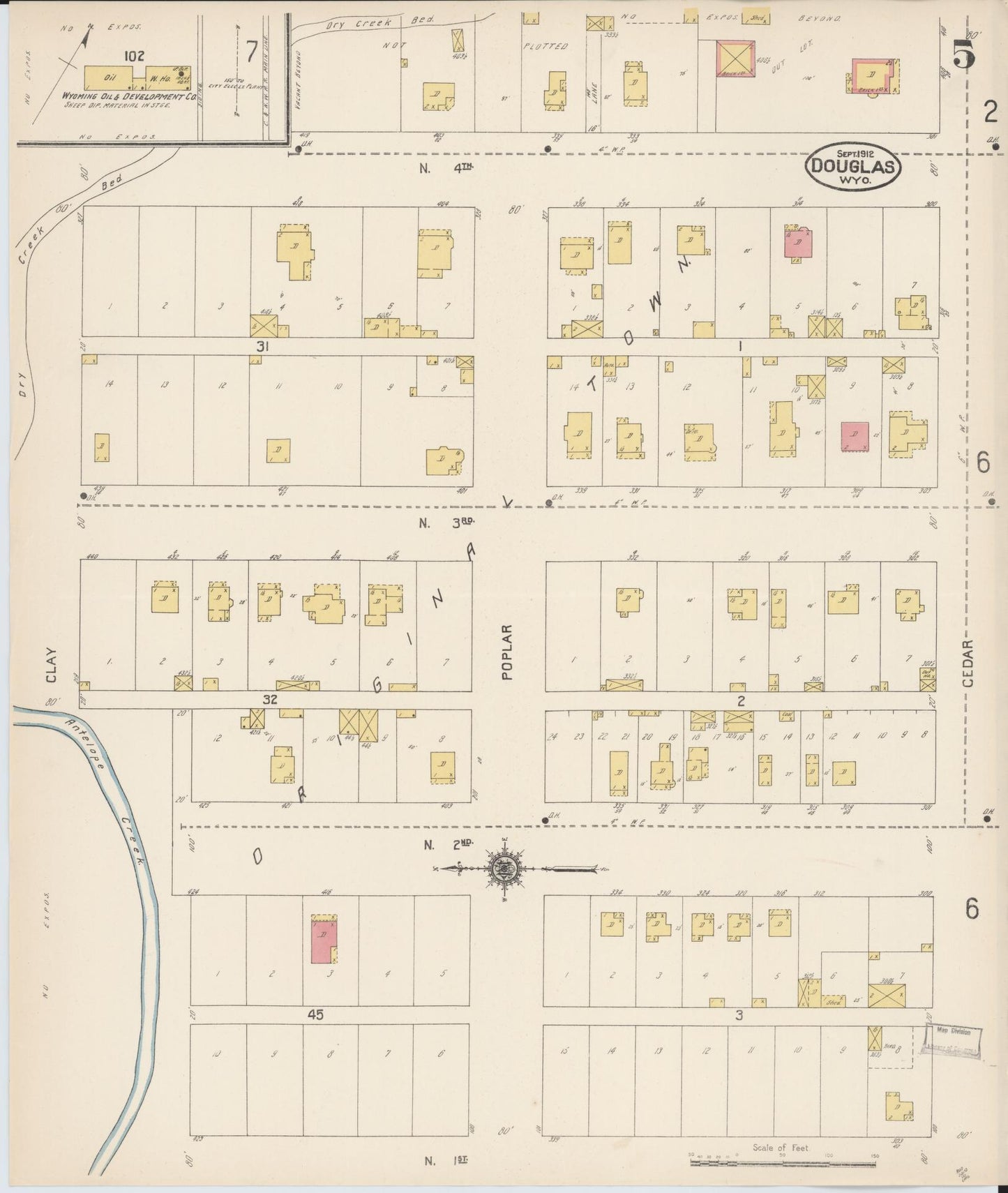 Sanborn Fire Insurance Map from Douglas, Converse County, Wyoming (1912), Sheet #0005 - Complete Map Set gallery image, historic Sanborn map, vintage wall art, Wyoming Wyoming