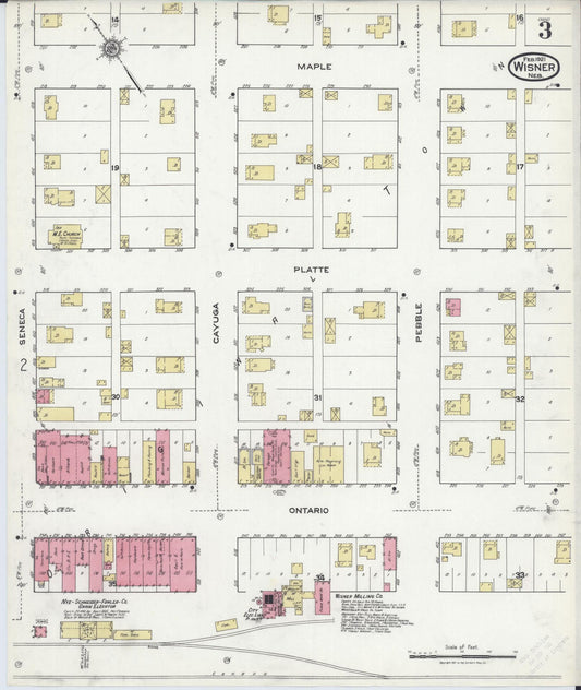 Sanborn Fire Insurance Map from Wisner, Cuming County, Nebraska (1921), Sheet #0003 - Historic Sanborn Fire Insurance Map Print, vintage old map wall art, antique decor, genealogy gift, Nebraska Nebraska map