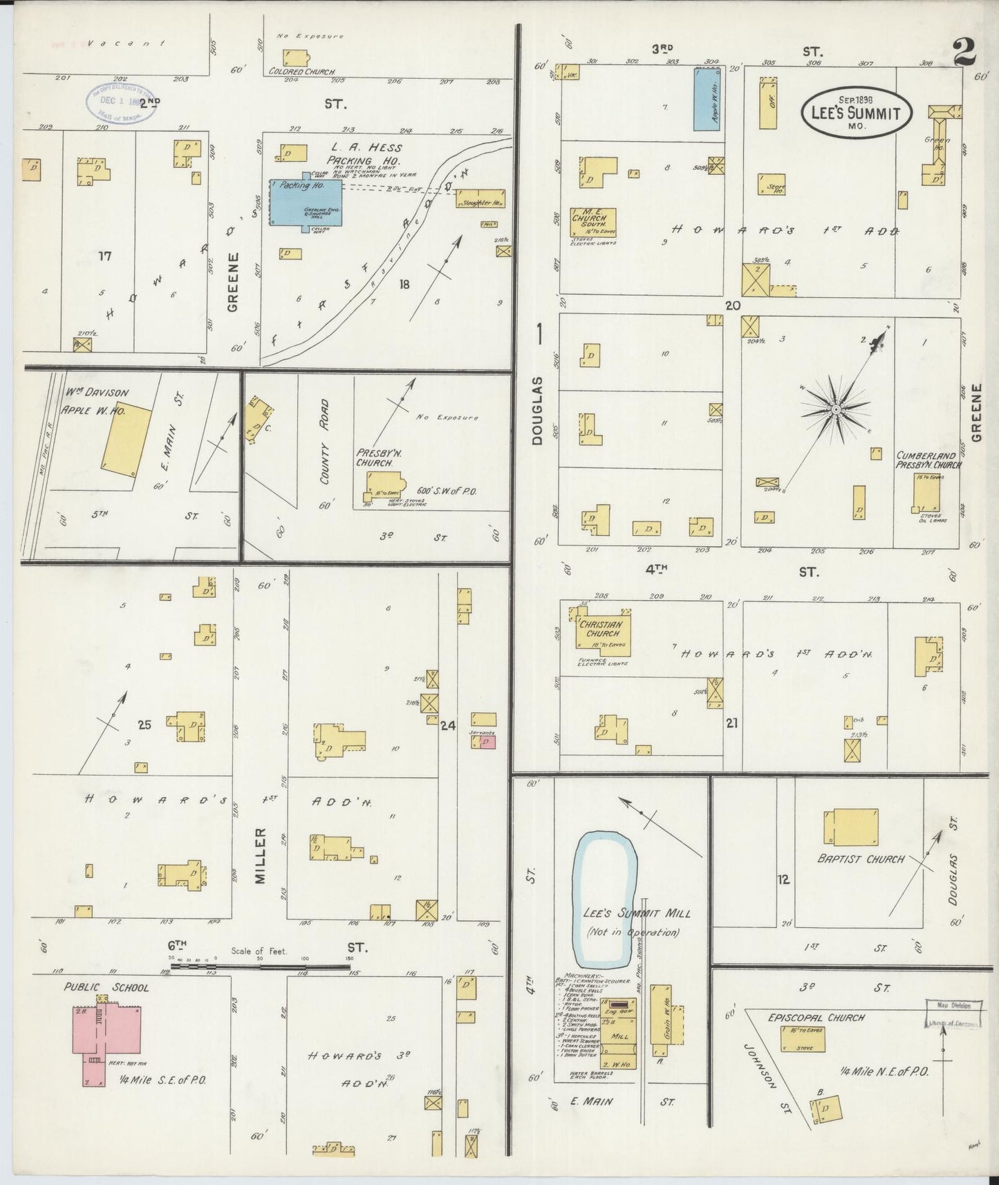 Sanborn Fire Insurance Map from Lee's Summit, Jackson County, Missouri (1898), Sheet #0002 - Historic Sanborn Fire Insurance Map Print, vintage old map wall art, antique decor, genealogy gift, Missouri Missouri map