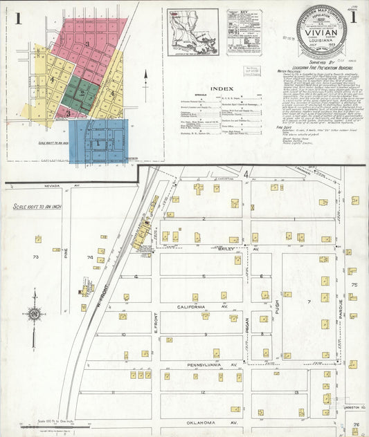 Sanborn Fire Insurance Map from Vivian, Caddo Parish, Louisiana. (1923) – Historic Sanborn Fire Insurance Map Print