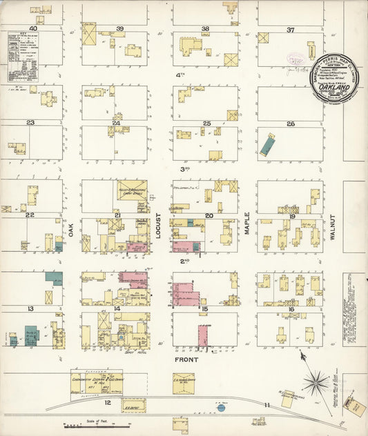 Sanborn Fire Insurance Map from Oakland, Douglas County, Oregon (1893), Sheet #0001 - Historic Sanborn Fire Insurance Map Print, vintage old map wall art, antique decor, genealogy gift, Oregon Oregon map