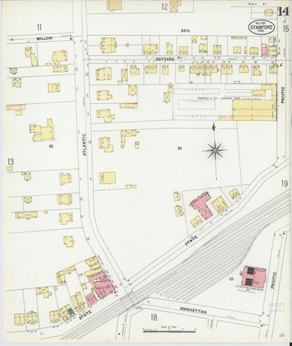 Sanborn Fire Insurance Map from Stamford, Fairfield County, Connecticut (1901), Sheet #0014 - Complete Map Set gallery image, historic Sanborn map, vintage wall art, Connecticut Connecticut