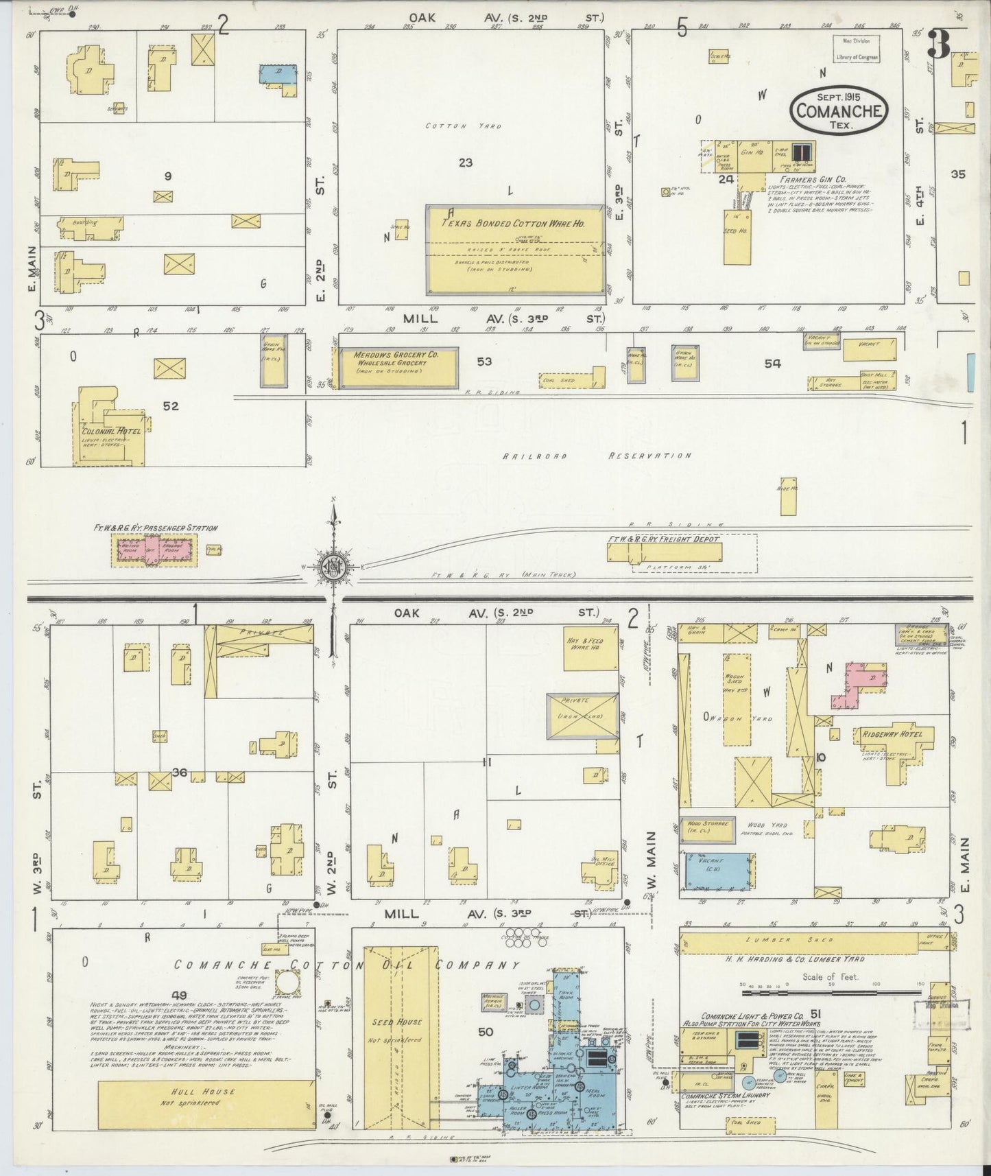 Sanborn Fire Insurance Map from Comanche, Comanche County, Texas (1915), Sheet #0003 - Historic Sanborn Fire Insurance Map Print, vintage old map wall art, antique decor, genealogy gift, Texas Texas map
