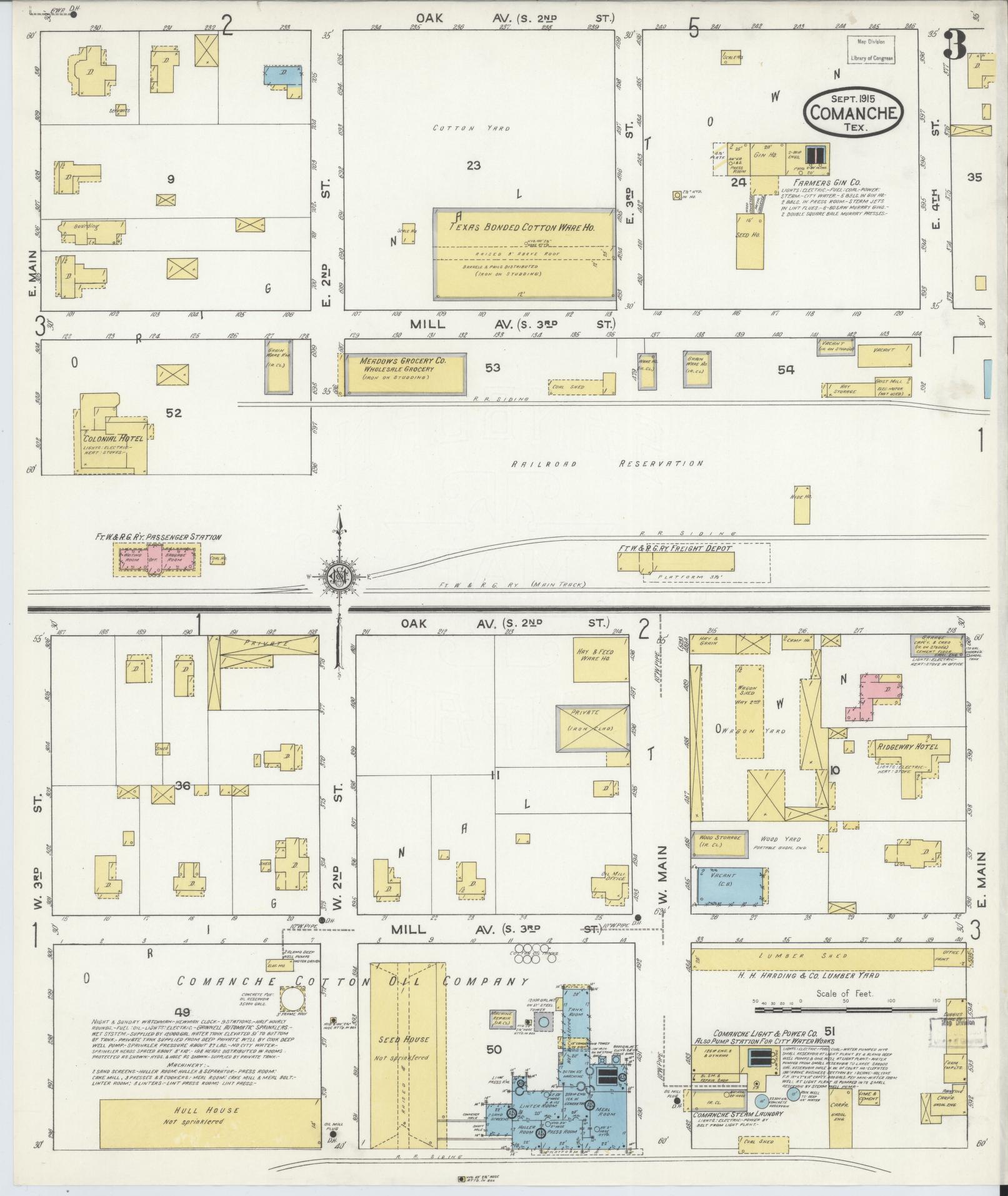 Sanborn Fire Insurance Map from Comanche, Comanche County, Texas (1915), Sheet #0003 - Historic Sanborn Fire Insurance Map Print, vintage old map wall art, antique decor, genealogy gift, Texas Texas map