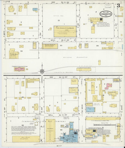 Sanborn Fire Insurance Map from Comanche, Comanche County, Texas (1915), Sheet #0003 - Historic Sanborn Fire Insurance Map Print, vintage old map wall art, antique decor, genealogy gift, Texas Texas map