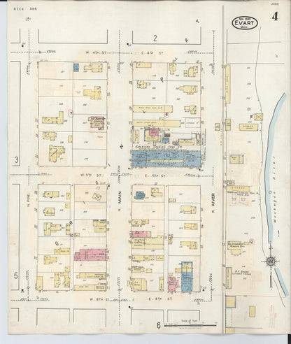 Sanborn Fire Insurance Map from Evart, Osceola County, Michigan (1942), Sheet #0004 - Complete Map Set gallery image, historic Sanborn map, vintage wall art, Michigan Michigan