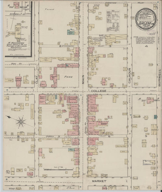 Sanborn Fire Insurance Map from Salem, Independent Cities, Virginia. (1886) – Historic Sanborn Fire Insurance Map Print