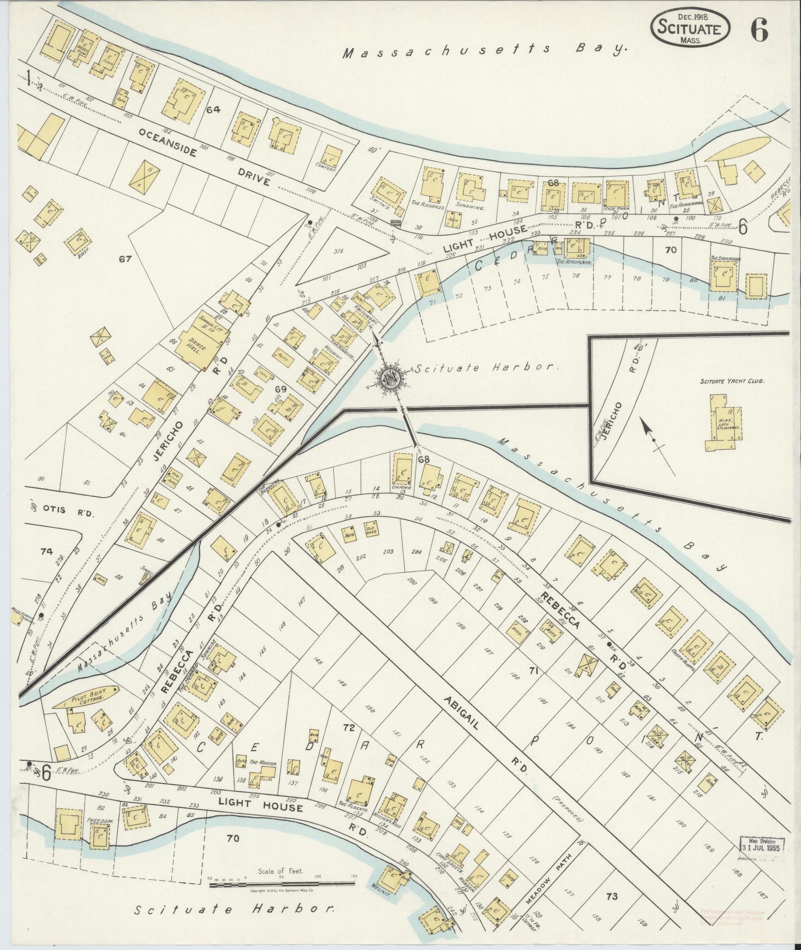 Sanborn Fire Insurance Map from Scituate, Plymouth County, Massachusetts (1918), Sheet #0006 - Complete Map Set gallery image, historic Sanborn map, vintage wall art, Massachusetts Massachusetts