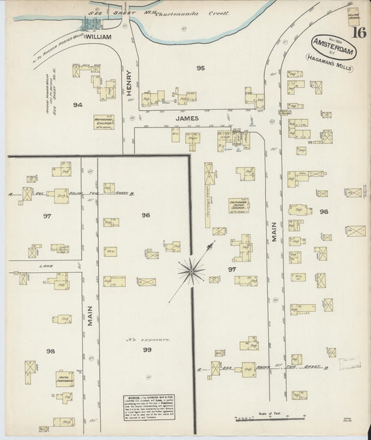 Sanborn Fire Insurance Map from Amsterdam, Montgomery County, New York (1884), Sheet #0016 - Historic Sanborn Fire Insurance Map Print, vintage old map wall art, antique decor, genealogy gift, New York New York map