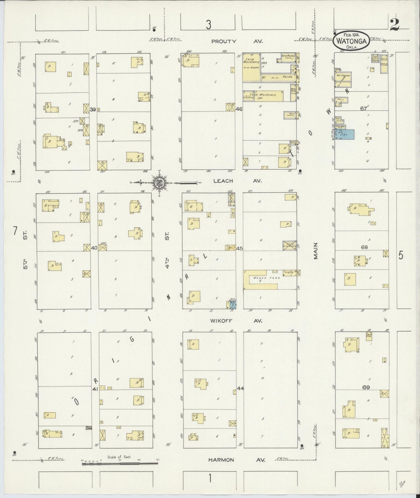 Sanborn Fire Insurance Map from Watonga, Blaine County, Oklahoma (1914), Sheet #0002 - Complete Map Set gallery image, historic Sanborn map, vintage wall art, Oklahoma Oklahoma