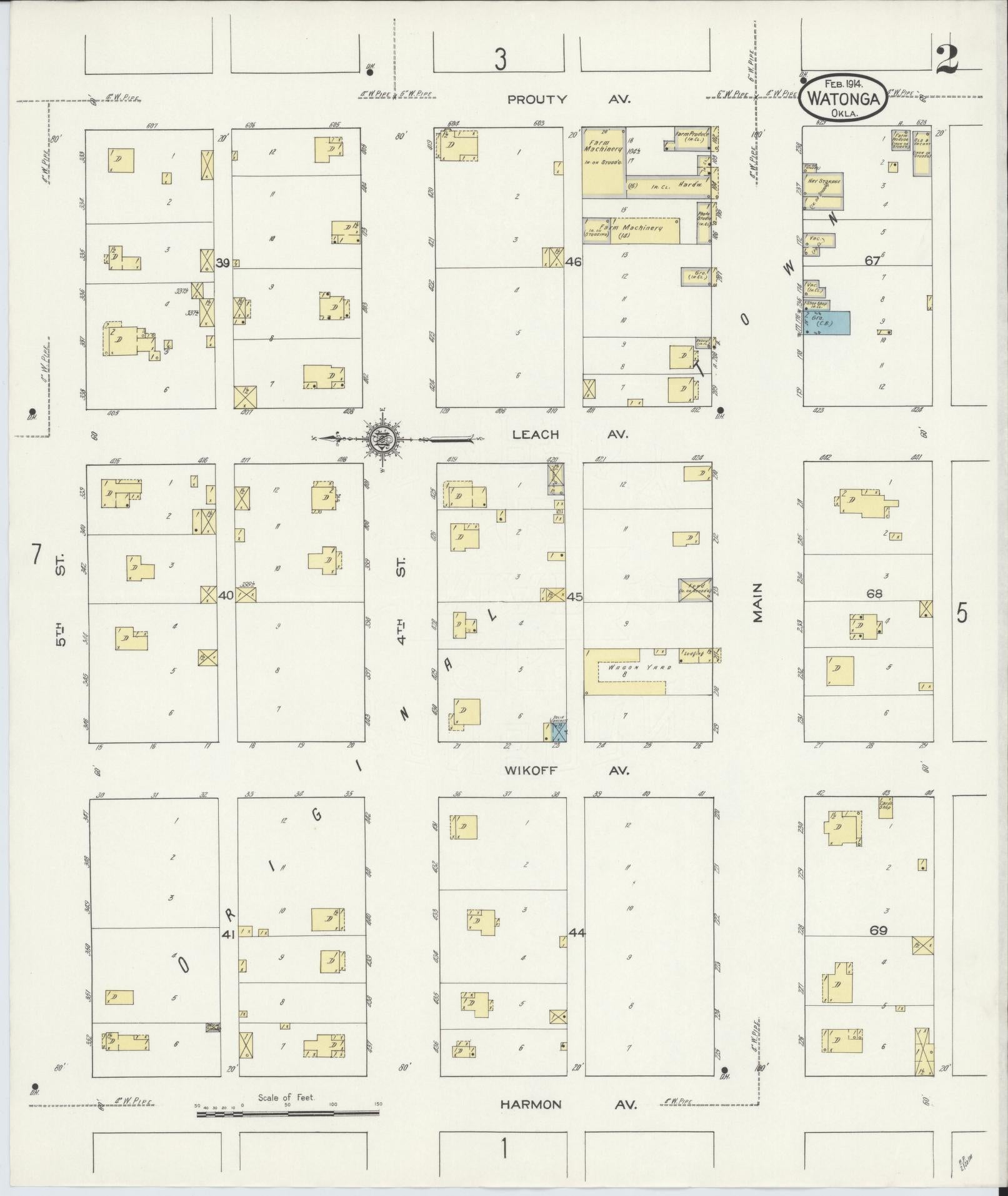Sanborn Fire Insurance Map from Watonga, Blaine County, Oklahoma (1914), Sheet #0002 - Complete Map Set gallery image, historic Sanborn map, vintage wall art, Oklahoma Oklahoma