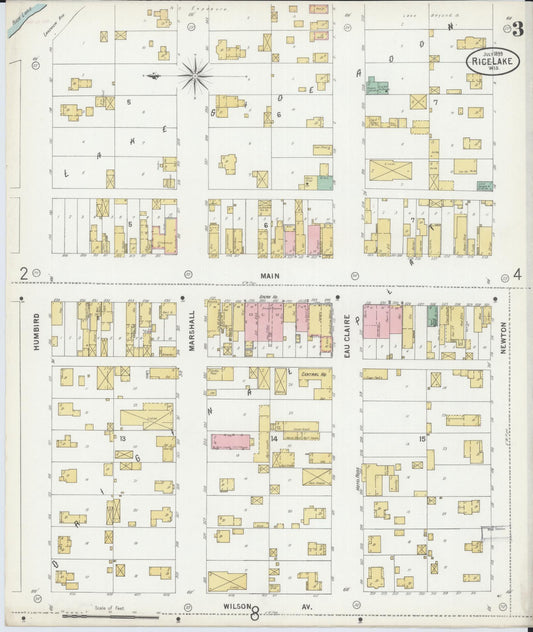 Sanborn Fire Insurance Map from Rice Lake, Barron County, Wisconsin (1899), Sheet #0003 - Historic Sanborn Fire Insurance Map Print, vintage old map wall art, antique decor, genealogy gift, Wisconsin Wisconsin map