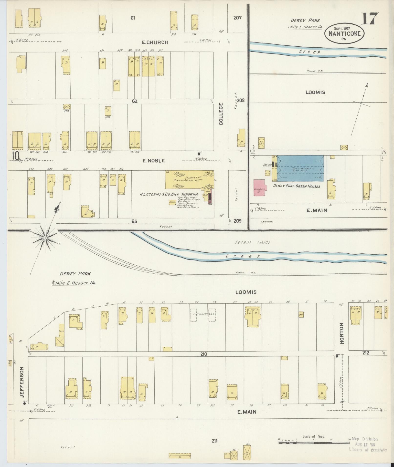 Sanborn Fire Insurance Map from Nanticoke, Luzerne County, Pennsylvania (1907), Sheet #0017 - Historic Sanborn Fire Insurance Map Print, vintage old map wall art, antique decor, genealogy gift, Pennsylvania Pennsylvania map