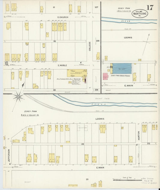 Sanborn Fire Insurance Map from Nanticoke, Luzerne County, Pennsylvania (1907), Sheet #0017 - Historic Sanborn Fire Insurance Map Print, vintage old map wall art, antique decor, genealogy gift, Pennsylvania Pennsylvania map