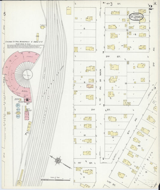 Sanborn Fire Insurance Map from Saint James, Watonwan County, Minnesota (1914), Sheet #0002 - Historic Sanborn Fire Insurance Map Print, vintage old map wall art, antique decor, genealogy gift, Minnesota Minnesota map