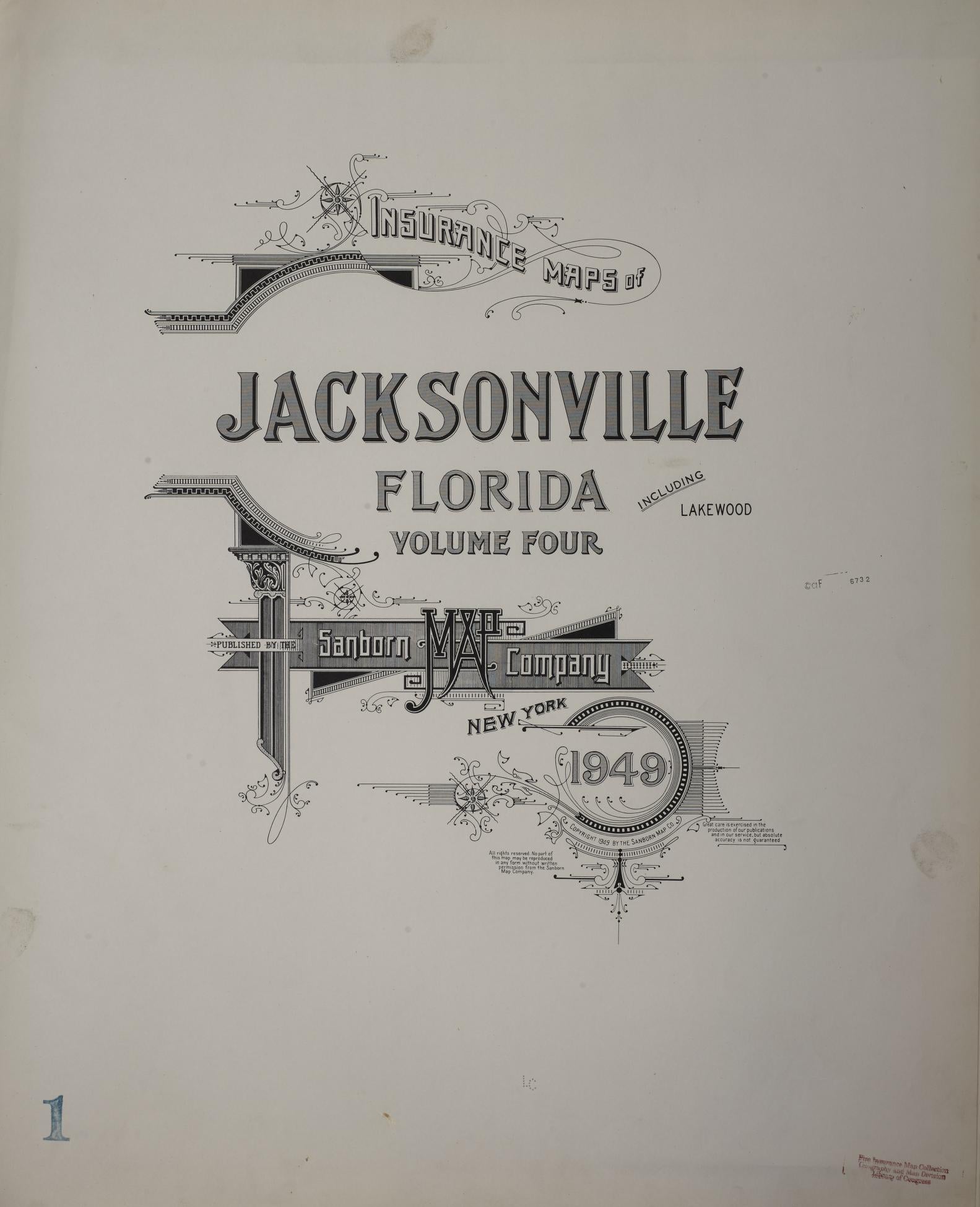Sanborn Fire Insurance Map from Jacksonville, Duval County, Florida (1949), Sheet #0001 - Complete Map Set gallery image, historic Sanborn map, vintage wall art, Florida Florida