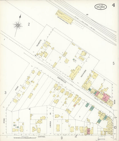 Sanborn Fire Insurance Map from Salinas, Monterey County, California (1900), Sheet #0004 - Complete Map Set gallery image, historic Sanborn map, vintage wall art, California California