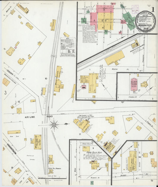 Sanborn Fire Insurance Map from Morganfield, Union County, Kentucky (1901), Sheet #0001 - Complete Map Set gallery image, historic Sanborn map, vintage wall art, Kentucky Kentucky