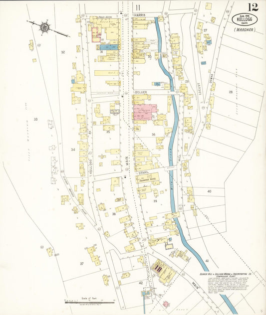 Sanborn Fire Insurance Map from Kellogg, Shoshone County, Idaho (1918), Sheet #0012 - Historic Sanborn Fire Insurance Map Print, vintage old map wall art, antique decor, genealogy gift, Idaho Idaho map