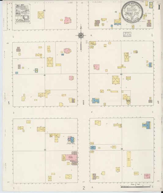 Sanborn Fire Insurance Map from Spring City, Sanpete County, Utah (1917), Sheet #0001 - Historic Sanborn Fire Insurance Map Print, vintage old map wall art, antique decor, genealogy gift, Utah Utah map