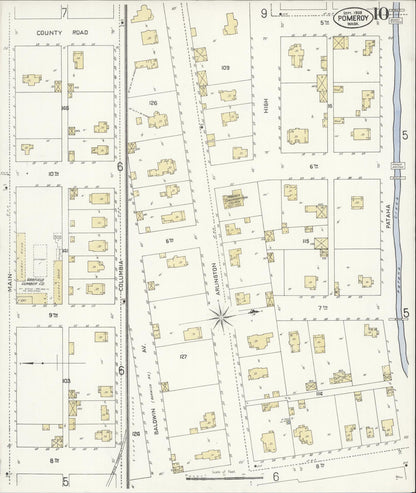 Sanborn Fire Insurance Map from Pomeroy, Garfield County, Washington (1908), Sheet #0010 - Complete Map Set gallery image, historic Sanborn map, vintage wall art, Washington Washington
