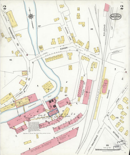 Sanborn Fire Insurance Map from Andover, Essex County, Massachusetts (1923), Sheet #0002 - Complete Map Set gallery image, historic Sanborn map, vintage wall art, Massachusetts Massachusetts