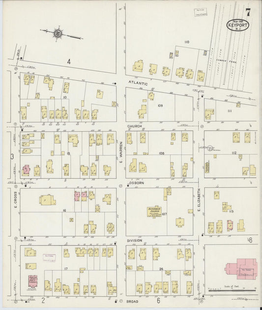 Sanborn Fire Insurance Map from Keyport, Monmouth County, New Jersey (1914), Sheet #0007 - Historic Sanborn Fire Insurance Map Print, vintage old map wall art, antique decor, genealogy gift, New Jersey New Jersey map