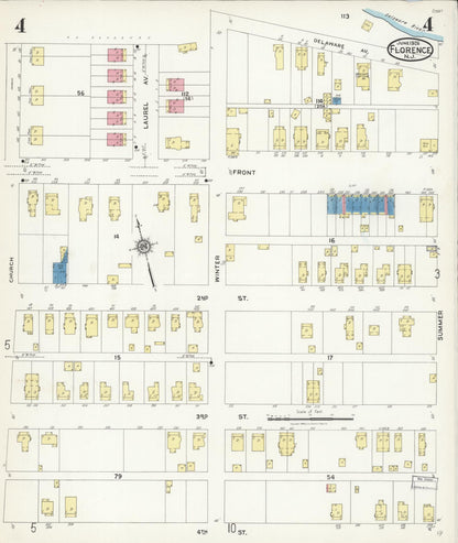Sanborn Fire Insurance Map from Florence, Burlington County, New Jersey (1926), Sheet #0004 - Historic Sanborn Fire Insurance Map Print, vintage old map wall art, antique decor, genealogy gift, New Jersey New Jersey map